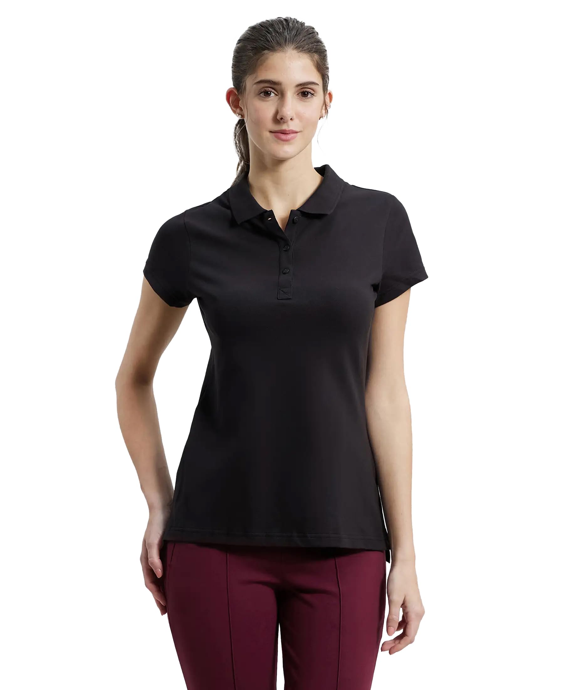 jockey UL34 Women's Super Combed Cotton Elastane Stretch Pique Fabric Regular Fit Printed Half Sleeve Polo T-Shirt (Prints May Vary)-picture-49