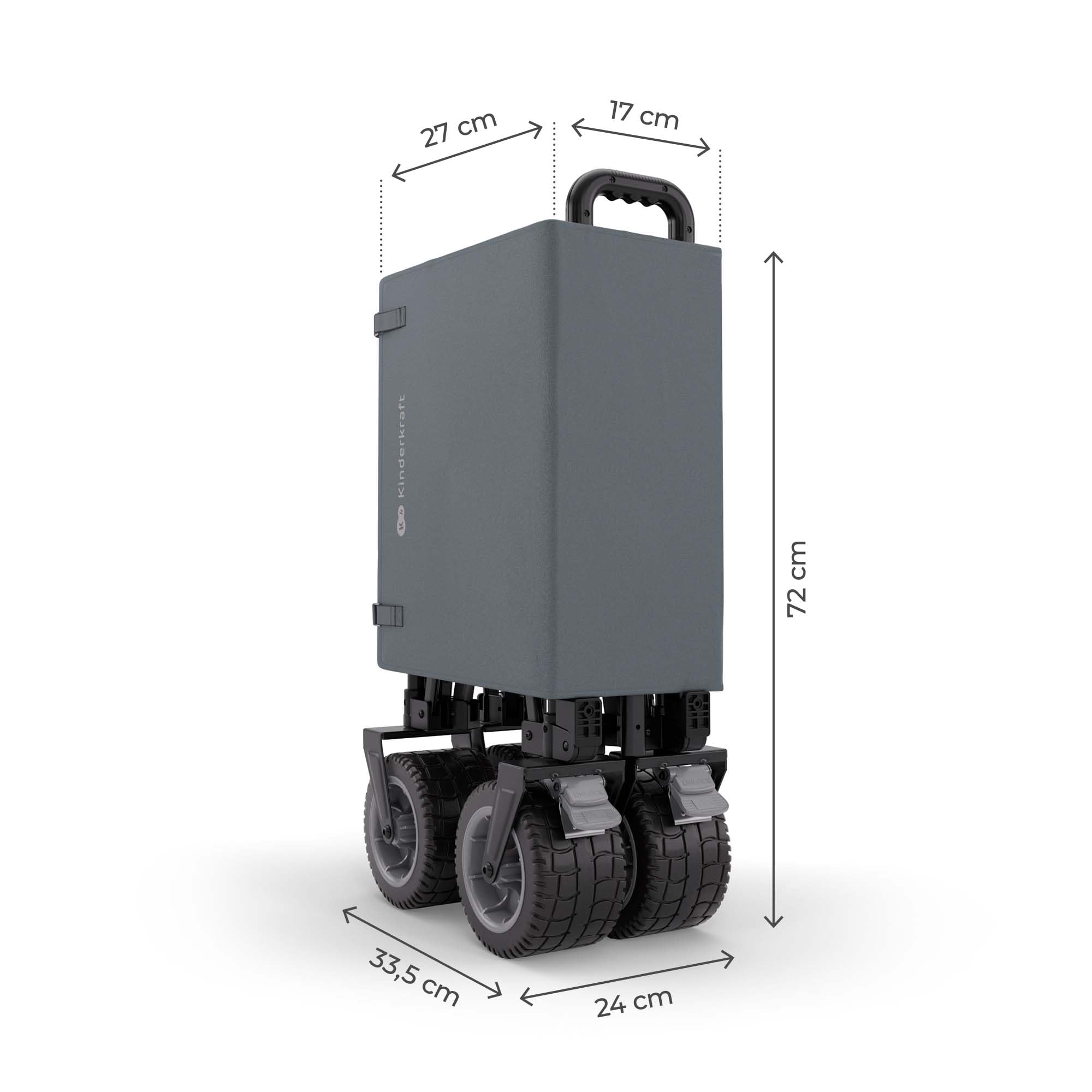 Kinderkraft ROLLSTER, Carro de Transporte Plegable, Capacidad de 130 litros, Capacidad de Carga de 100 kg, Peso Ligero de 10,3 kg, Gris