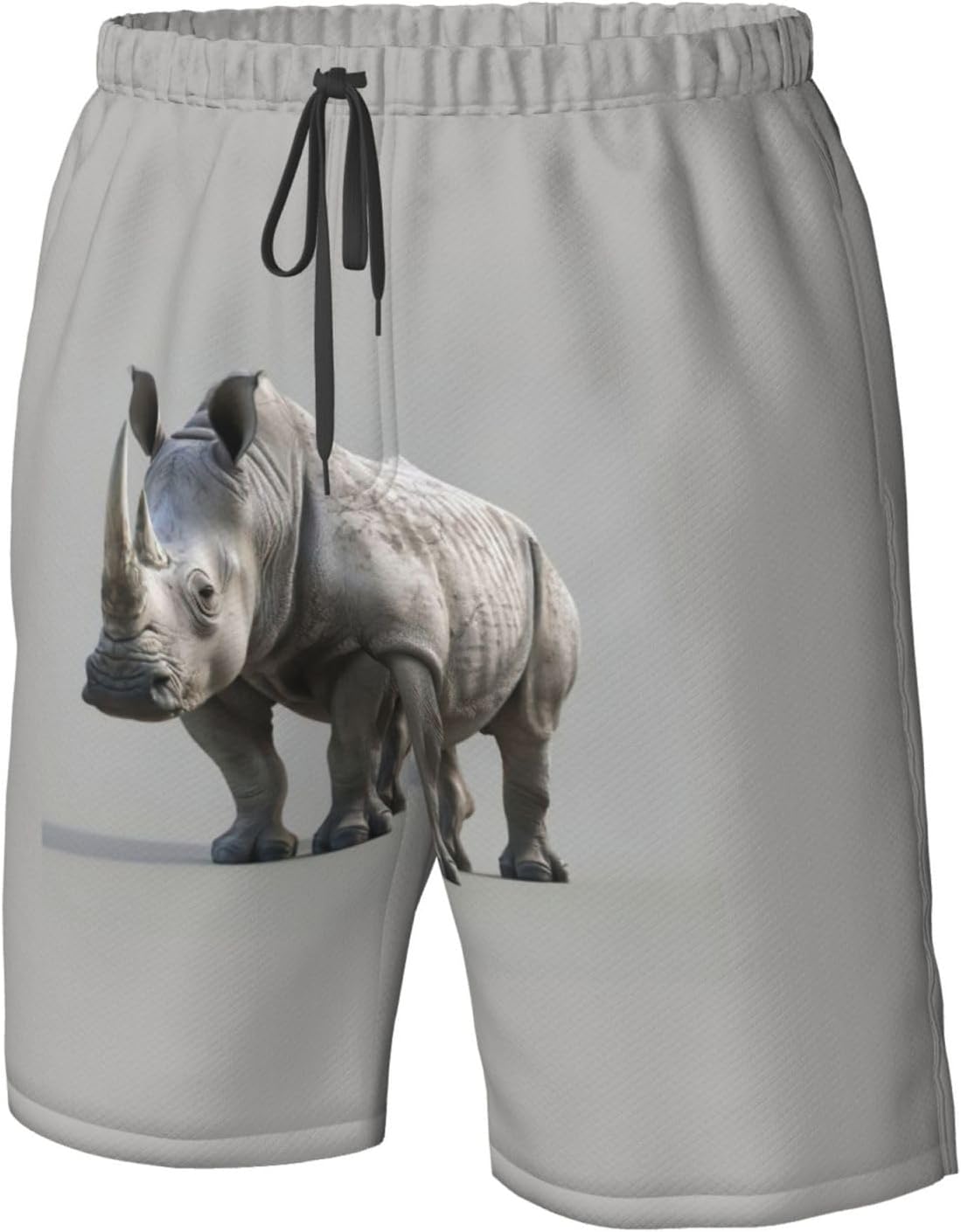 Animal Rhino Print Men's Quick-Drying Shorts Casual Beach Pants Stretch Waist Shorts and Pockets