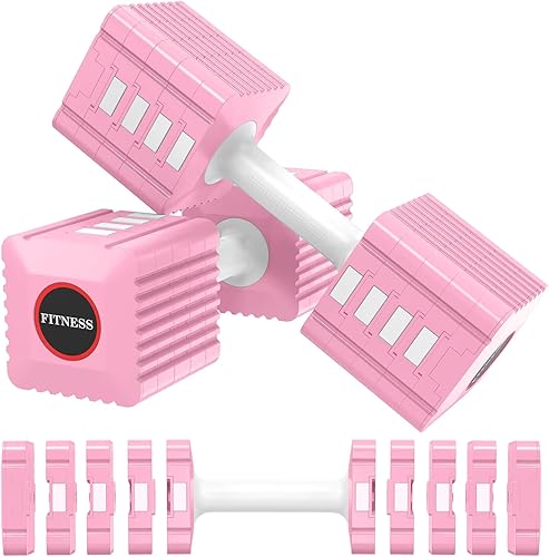 Juego de 2 mancuernas de peso ajustable, 3.4 libras, 5.7 libras, 8 libras, 10.3 libras, 12.6 libras, cada juego de pesas de mano para