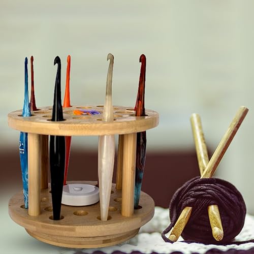 Miniatura 6 de Crafts by KFRod - Soporte organizador de ganchillo giratorio (agujeros de 0.7 in) Soporte de gancho de ganchillo compatible con Susan Bates, Boye,
