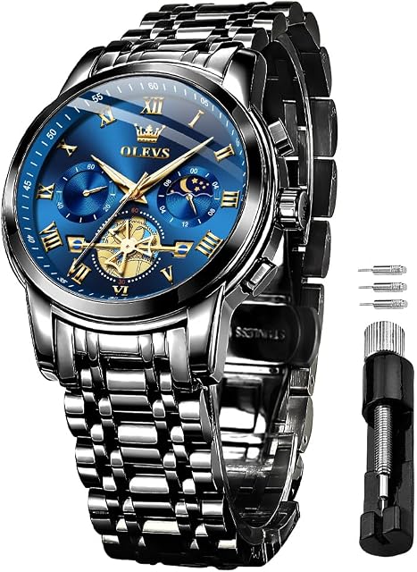OLEVS Montres pour hommes Classique Roman Numeral Grand Cadran Visage Acier inoxydable Analog Quartz Mode Wrist Watch Liquidation Montre Homme Imperméable Lumineux