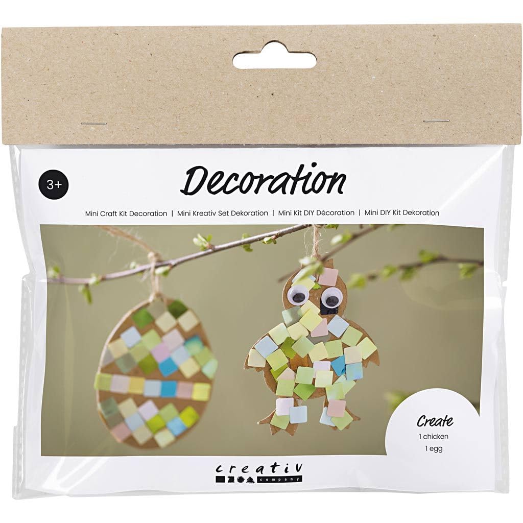 Creativ Mini Craft Kit Decoration, Black, Brown, White, Assorted Colours, Egg and Chicken, 1 Pack