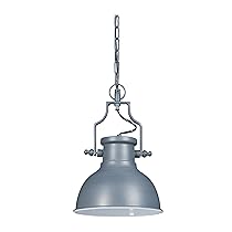 Relaxdays Lampada a sospensione stile industrial look retro shabby per sala da pranzo, LED E27 lampadario Ø 21 cm grigio