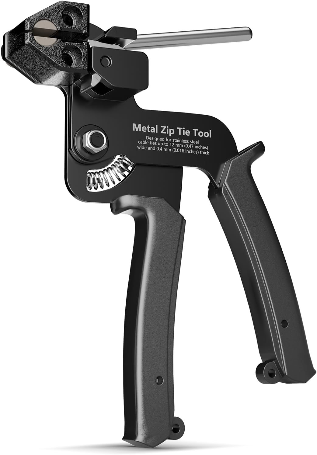Metal Cable Tie Gun for Stainless Steel Zip Tie, Heavy Duty Metal Zip Tie Tool, for Outdoor Chain Link Fence, Chicken Coop, Exhaust Repair, Black