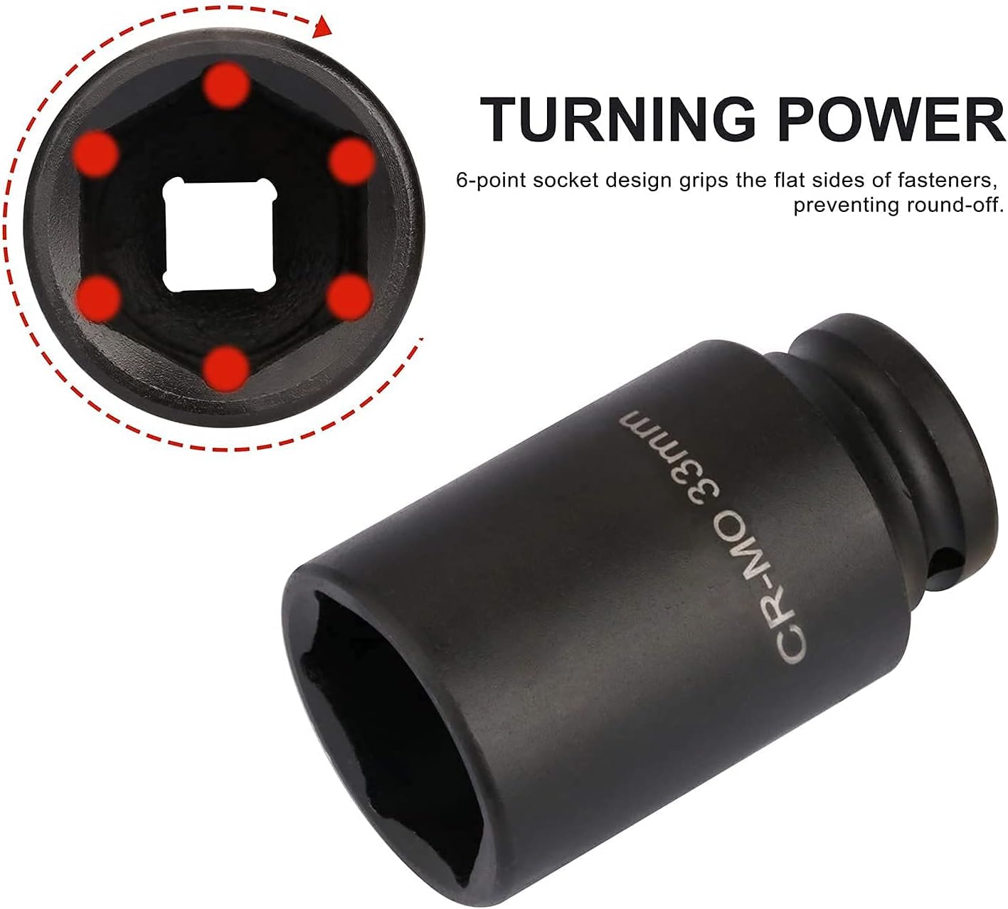 JoyTube 1/2” Drive Deep 6-point Spindle Axle Nut Impact Socket Set CR-MO 29 to 38 mm Heavy Duty Impact Socket Set (9 Pieces, Metric)