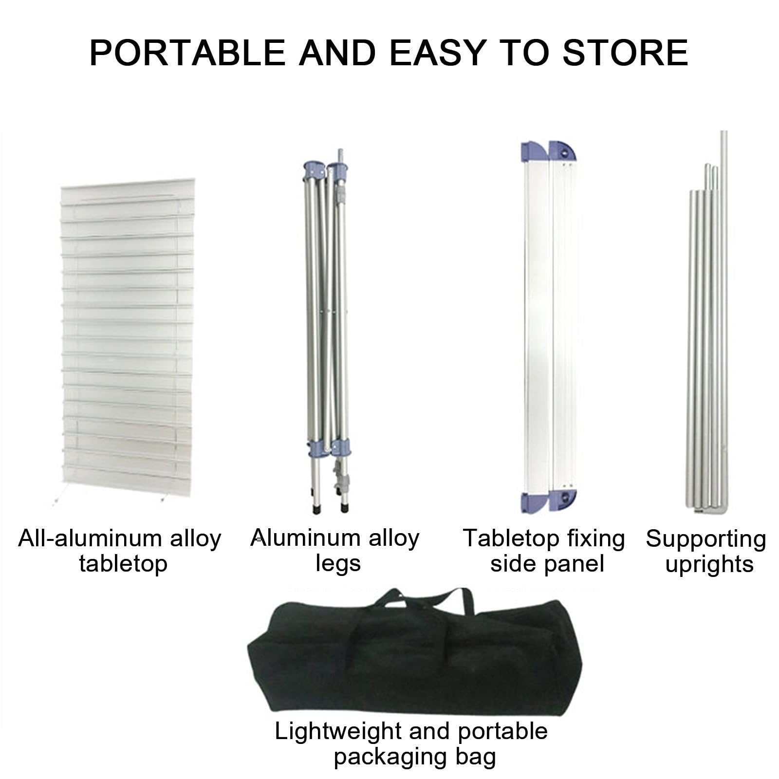 Puesto de Vendedor Plegable de Aluminio, Soporta hasta 60 Kg, Diseño Plegable, Puestos del Mercado, Bolsa de Almacenamiento Incluida, para Comida Callejera, Dulces y Limonada(S)