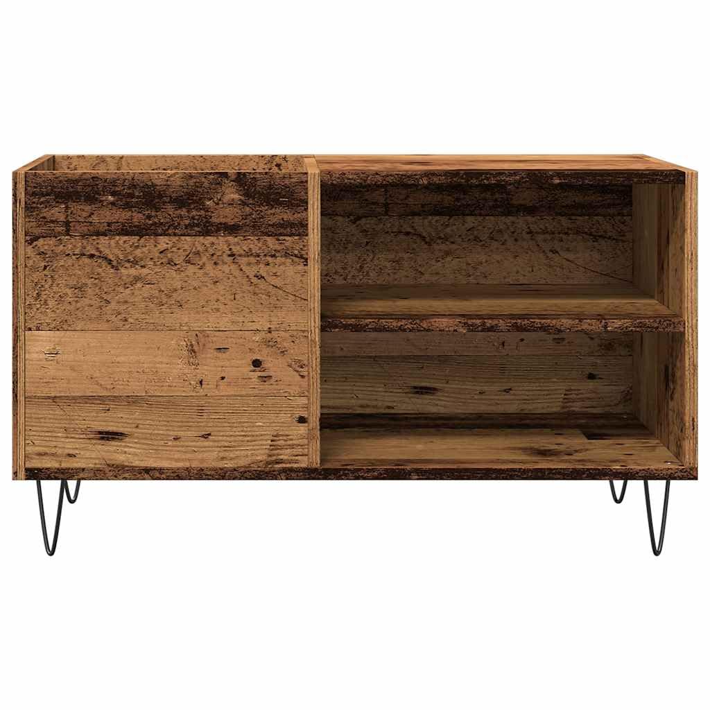 Armadio per dischi effetto legno anticato, scaffale per vinili, 84,5 x 38 x 48 cm, scaffale per LP in legno e metallo, armadio in vinile per giradischi e dischi in vinile, armadio per fono