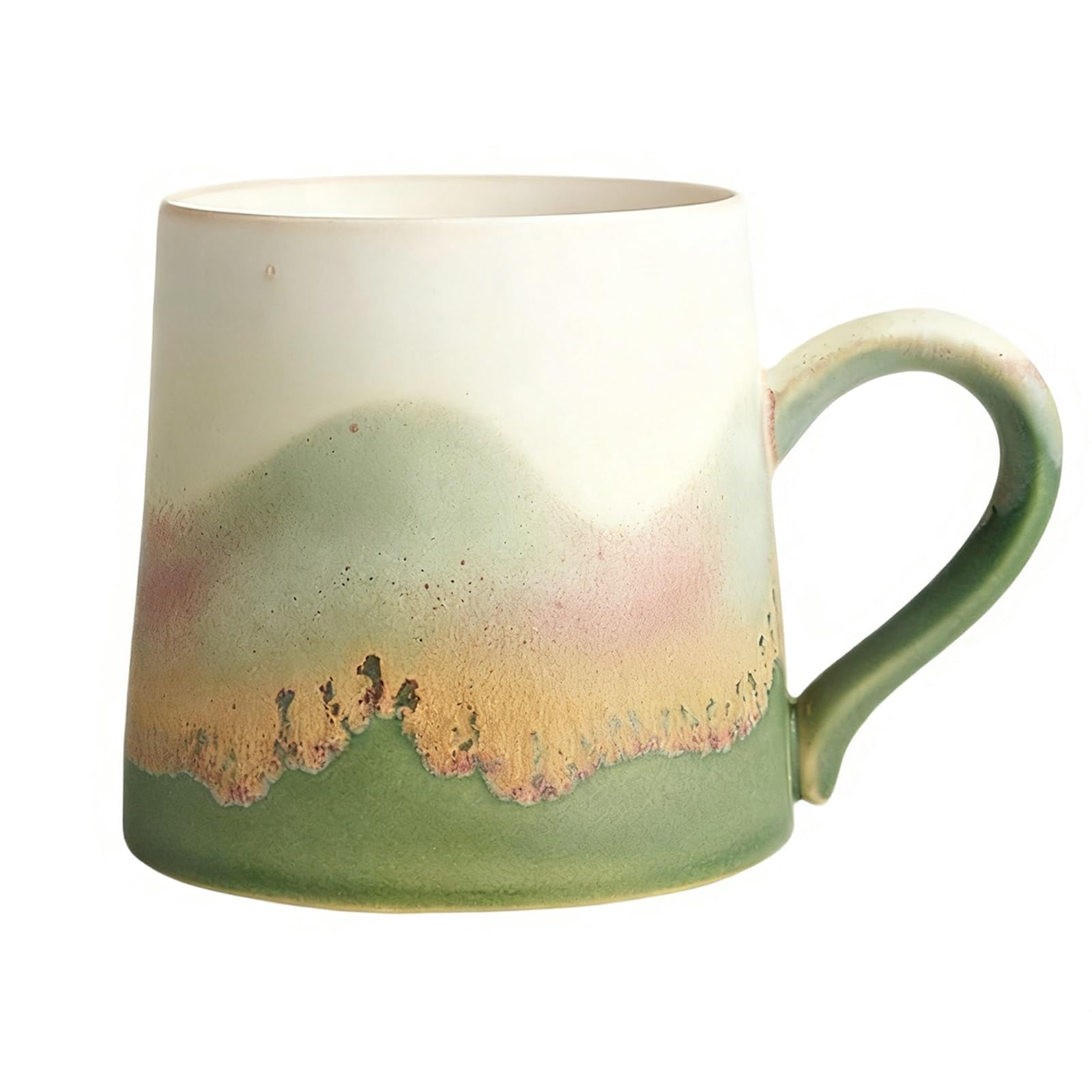 Handgefertigte Kaffeetassen, Tragbarer Kaffeebecher zum Mitnehmen fürs Camping, Keramik-Teetasse für zu Hause, 325 Ml, für Heiße und Kalte Getränke, Geburtstagsgeschenke für Männer(Black)