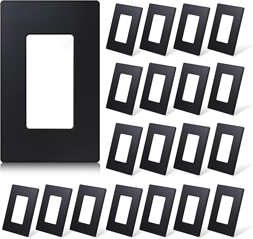 ELEGRP Placas decorativas de pared negras mate de 1 banda, sin tornillos, tamaño estándar, cubierta termoplástica irrompible para interruptor de
