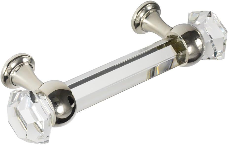 #G-60 3 in. CKP Brand Elegance Glass Collection Clear Glass Pull with Polished Nickel Base