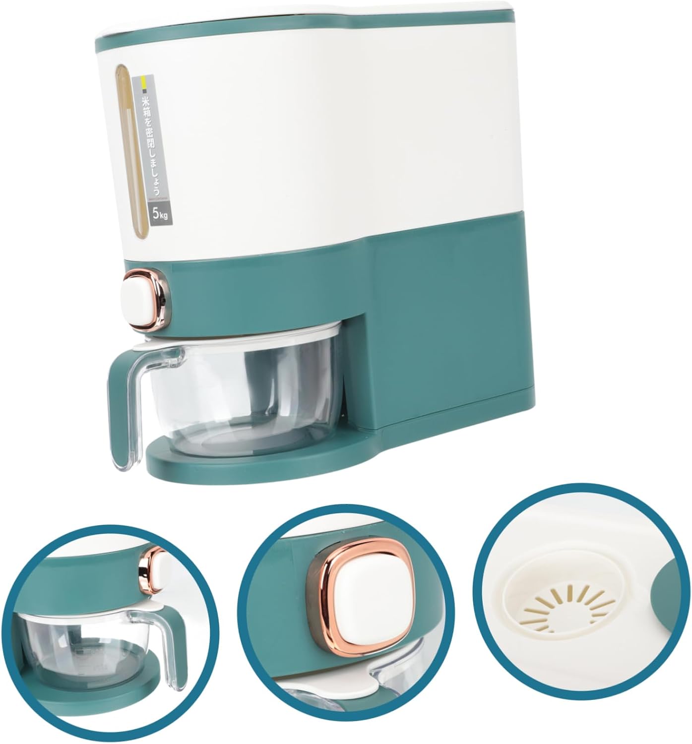 PRETYZOOM Airtight Rice Storage Container Measuring Cup Large Sealed Cereal Dispenser for Home Use Kitchen Storage and Grain Organization