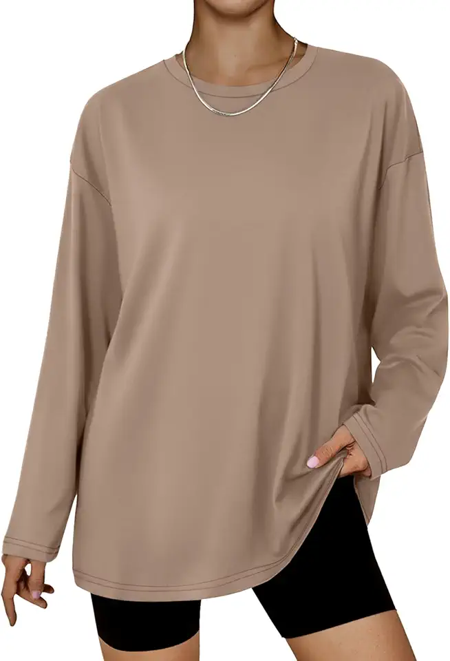 AUTOMET Women's Oversized Long Sleeve Shirts Fall Trendy Tops Fashion Gym Baggy Basic Casual Loose Fit Workout Y2k Clothes