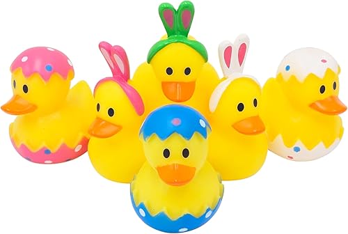 Miniatura 2 de The Dreidel Company Juguete de pato de goma de Pascua feliz conejo, patitos de conejo para niños, huevos de Pascua, regalos de cumpleaños, baby