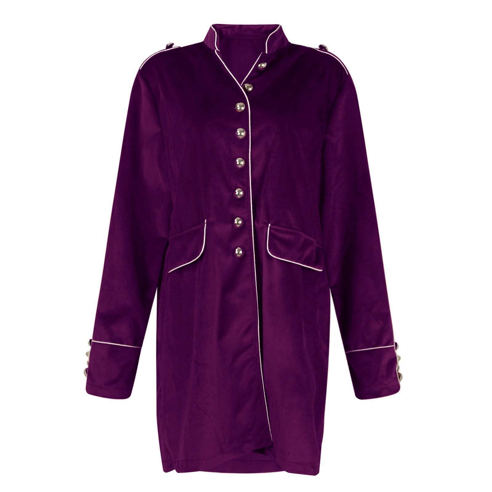 Samt Blazer Damen Mittellang Trenchcoat Mit Knöpfen Winterjacke Warm