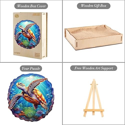 Miniatura 5 de Rompecabezas de madera para adultos, rompecabezas de madera tamaño L, rompecabezas de animales para adultos, rompecabezas de madera de tortugas