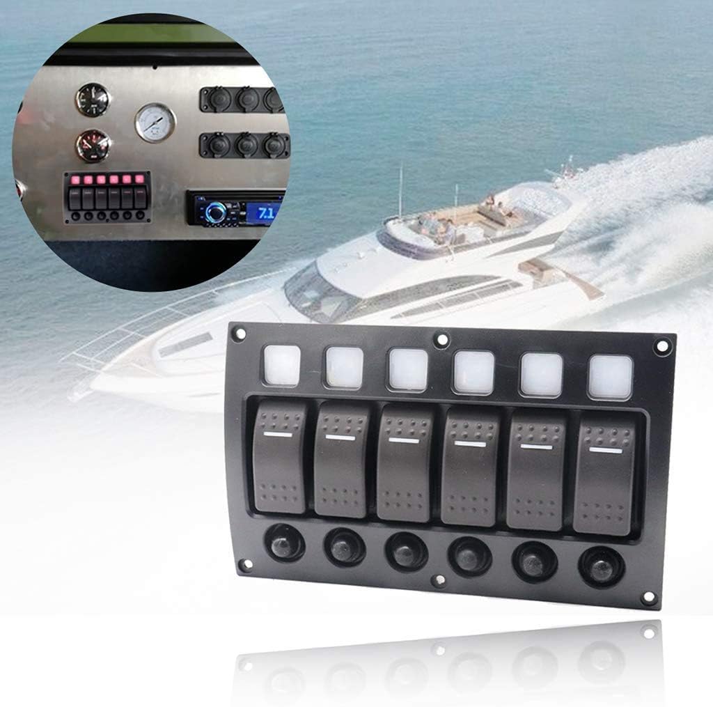 Namvo Boat Car Marine - Panel de conmutación (8 marchas, 3 pines y disyuntor, resistente al agua, 12/24 V, interruptor de aluminio)