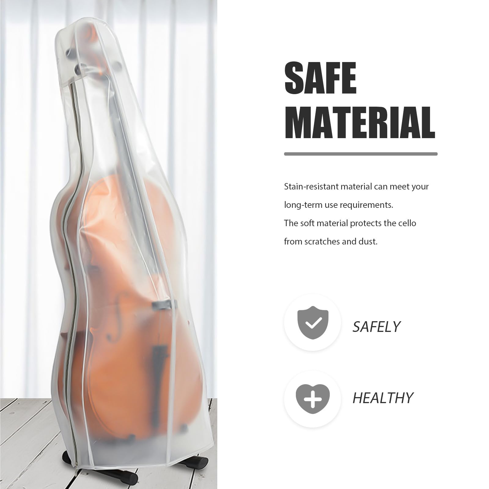 Praktische Mattierte Frosted Pvc Cellohülle in Weiß zum Schutz des Cellos Zuhause Geschmeidige und Dekorative Cello Abdeckung gegen Staub