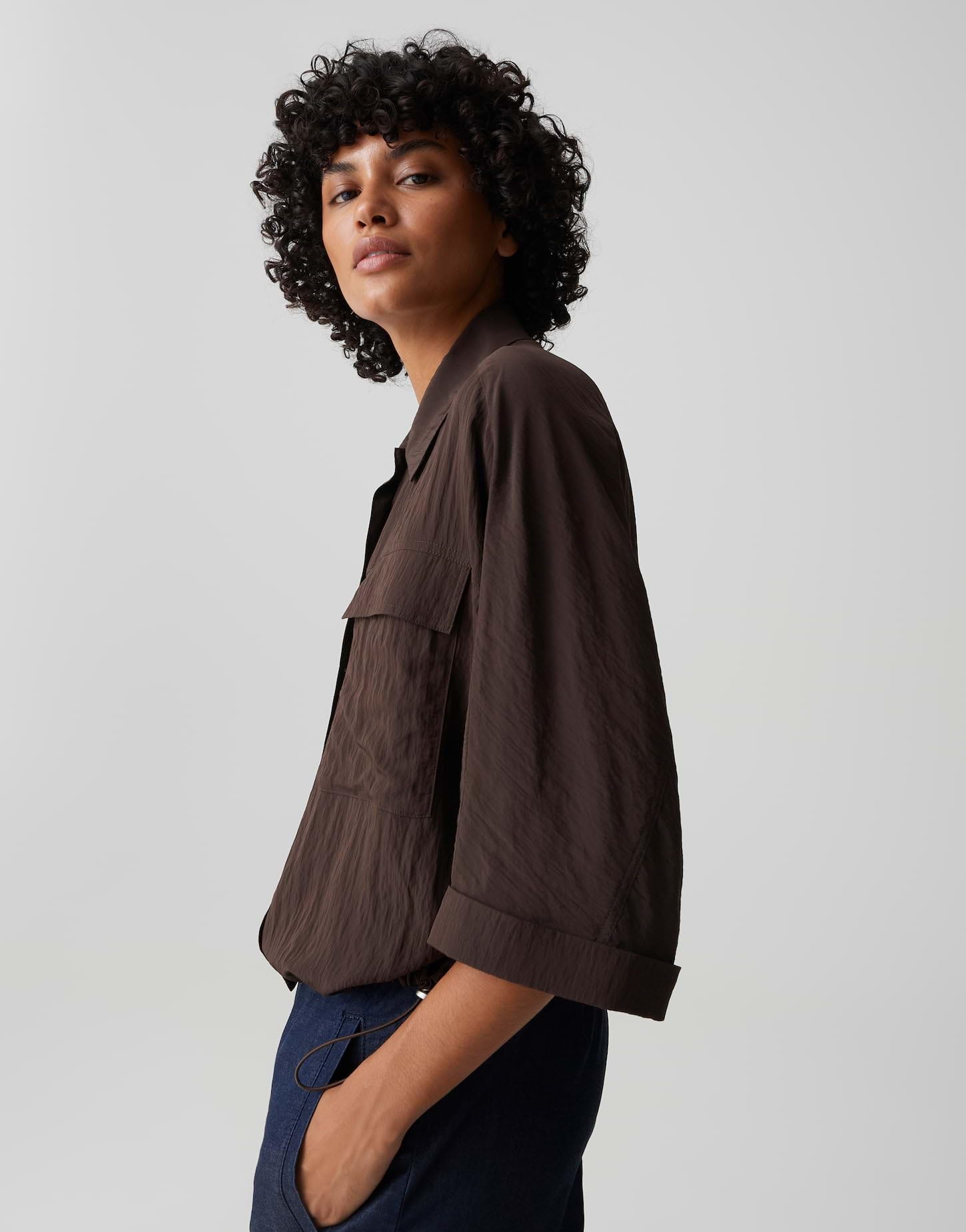 OPUS Damen Kurzarmbluse | Crashbluse mit Utility Details Regular Fit