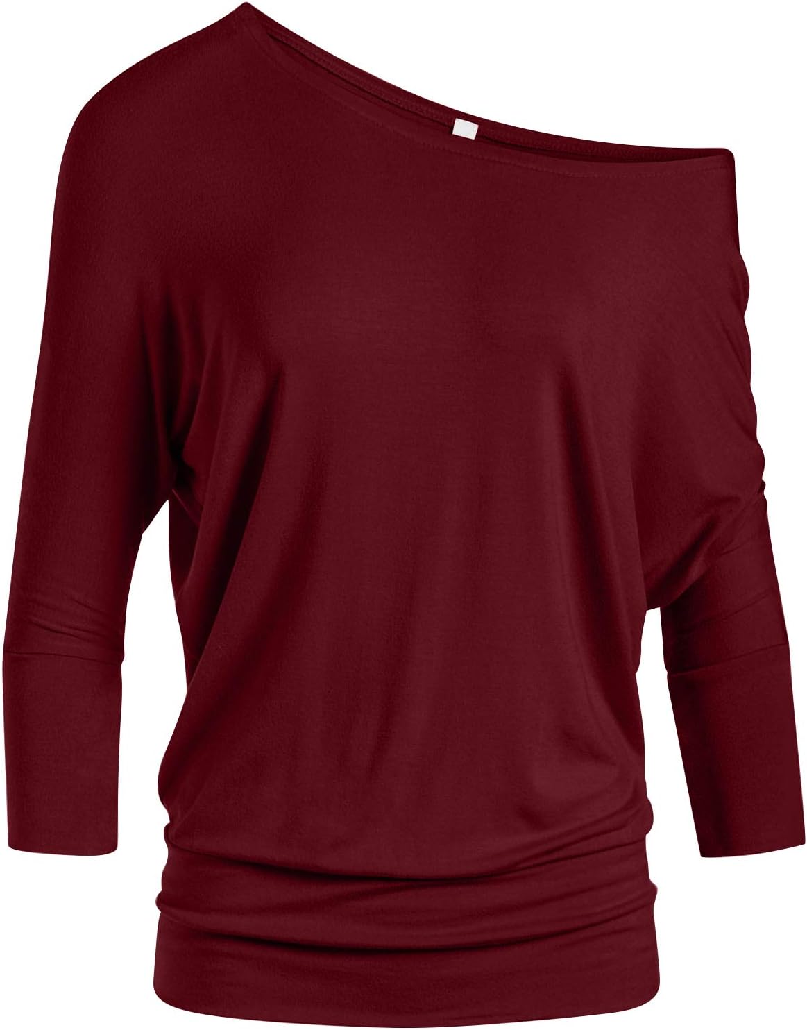 SimluDolman Tops for Women Off The Shoulder Tops Banded Waistband Shirts 3/4 Sleeves Regular and Plus Size Tops