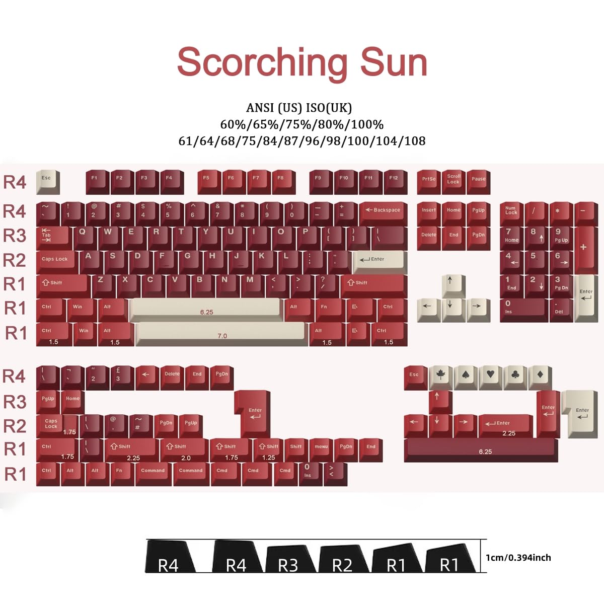 Keycaps PBT 163 Touches Non Lumineuses-compatibles Cherry MX-pour claviers 60% 75% 80% TKL 100%-Gaming Bureau