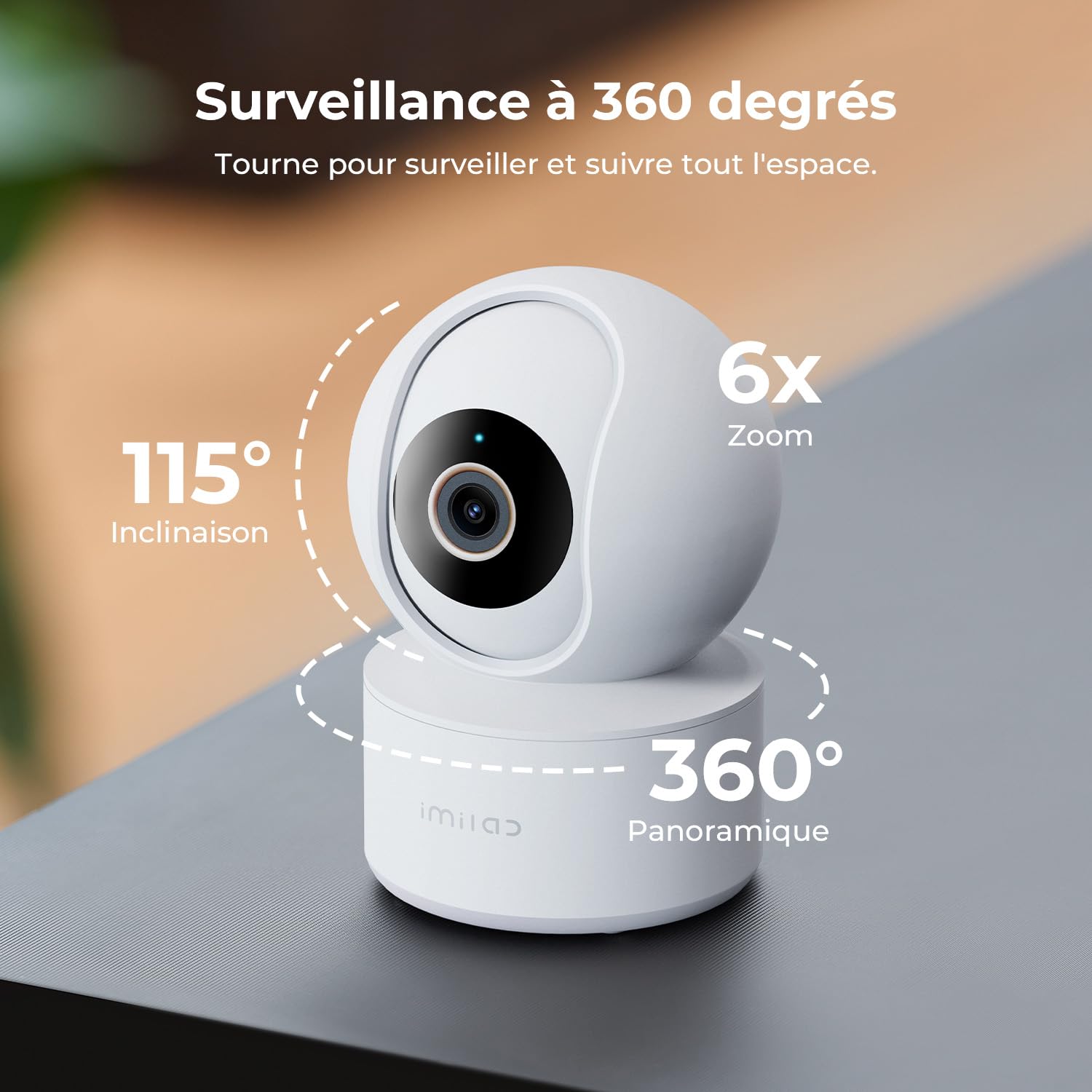 IMILAB 3K 5MP Cámara de Interior, 360° Surveillance Bébé et Animaux Camera