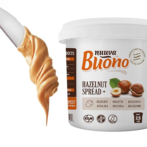 Nuuva Foods Buono - Crema de avellanas para untar, sin gluten, para postres y barras de chocolate, relleno de avellanas para panaderías, galletas y