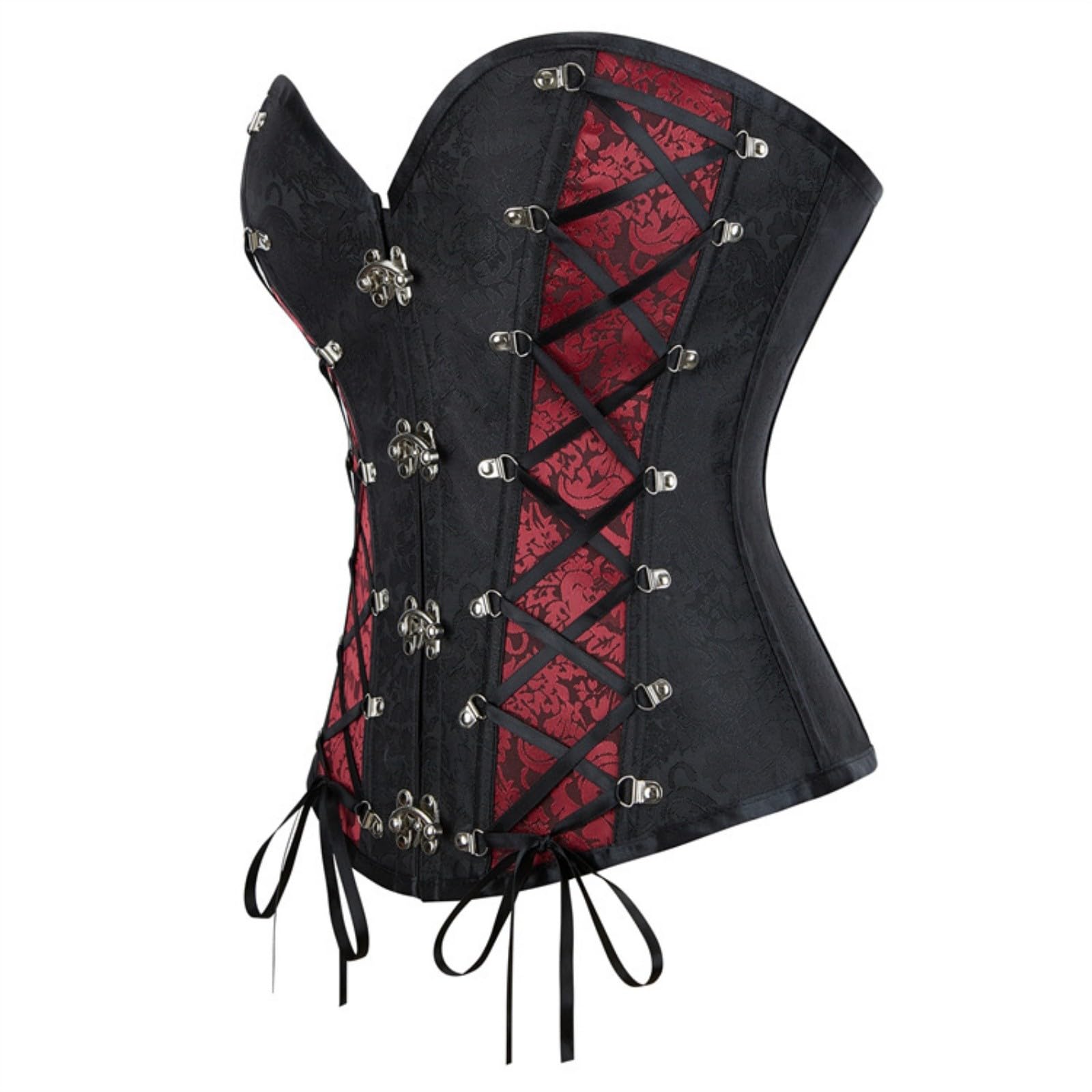 Corsetto guaina a vita sottile da donna con balene in acciaio, Shapewear dimagrante con motivo floreale, senza spalline scolpente per abito da sera (nero, XL)