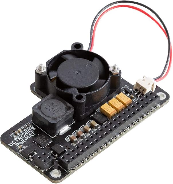 UCTRONICS PoE HAT for Raspberry Pi 4, Mini Power Over Ethernet Expansion Board for Raspberry Pi 4 B 3 B+, with Cooling Fan