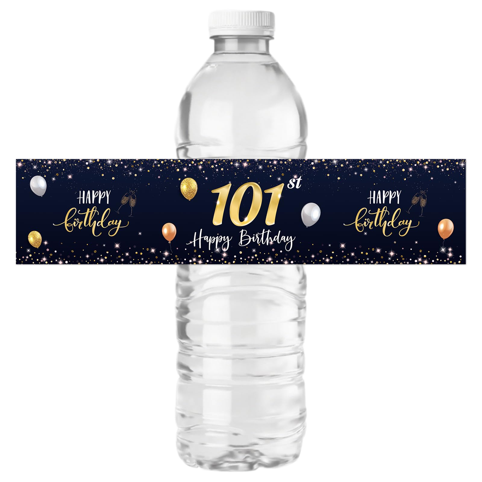 Foliora 101St Blue Happy 101St Birthday Bottle Labels Stickers Cheers To 101 Years Party Wine Bottle Wrappers 101 Birthday Anniversary Famliy Party Lables Favor Decoration Supplies Waterproof Blue Gold 32 Stickers