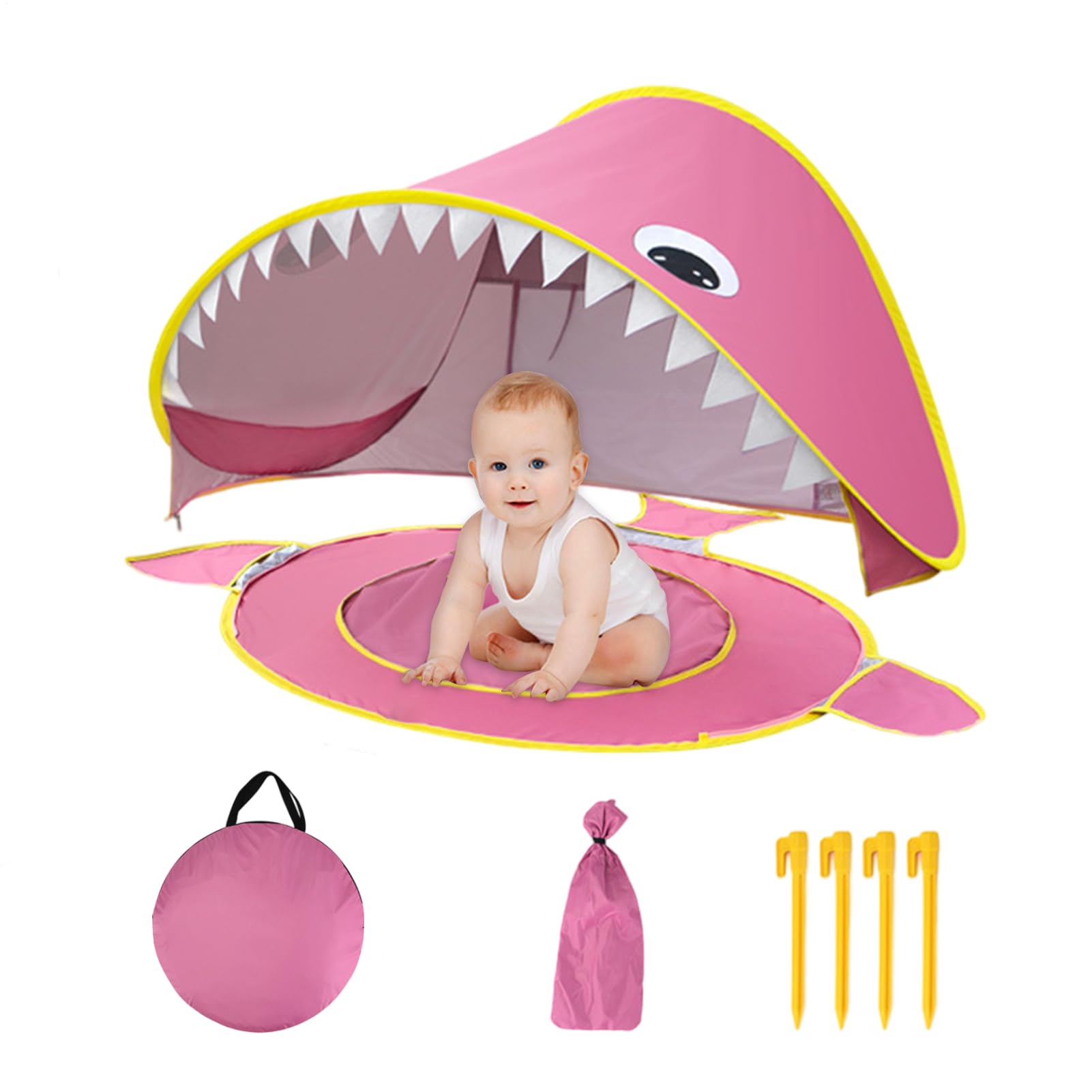 da spiaggia per bambini, all'aperto per bambini, da gioco in campeggio dei cartoni animati, Protezione UV, piccola piscina incorporata, rifugio per sole portatile, baby parasole pieghevole fuori da so