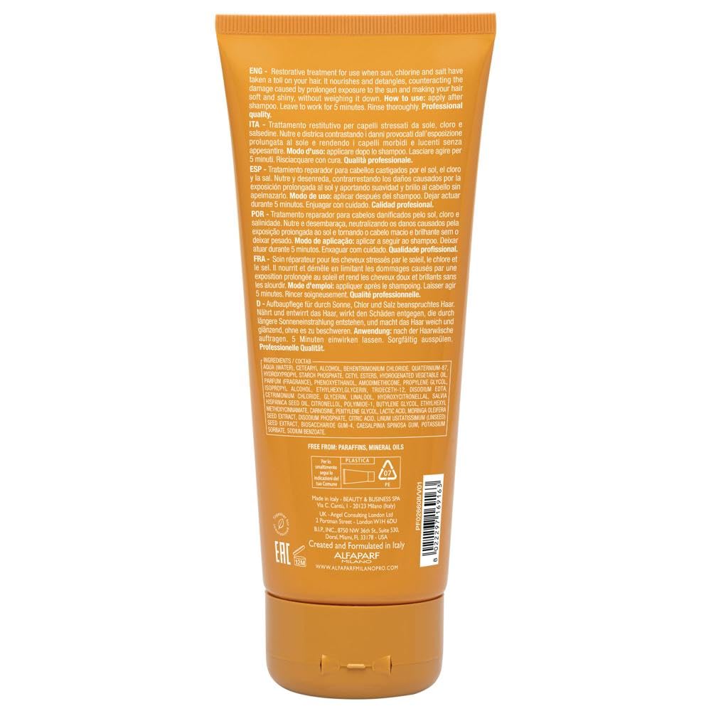 Alfaparf Milano| Semi di Lino Sunshine|After-Sun Treatment - Trattamento restitutivo per capelli stressati da sole, cloro e salsedine, 200ml