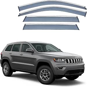 TuningPros LGWV-272 Outside Mount Light Grey Window Visor 4 Pcs Set For 2011-2016 Jeep Grand Cherokee TuningPros LGWV-272 Outside Mount Light Grey Window Visor 4 Pcs Set For 2011-2016 Jeep Grand Cherokee
