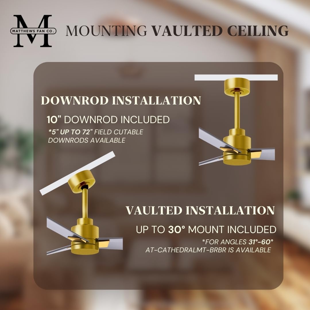 Matthews AK-BRBR-BN-56 Alessandra Wet Rated 56" Ceiling Fan without Light, Remote Included, Silent DC Motor, Brushed Brass with Brushed Nickel