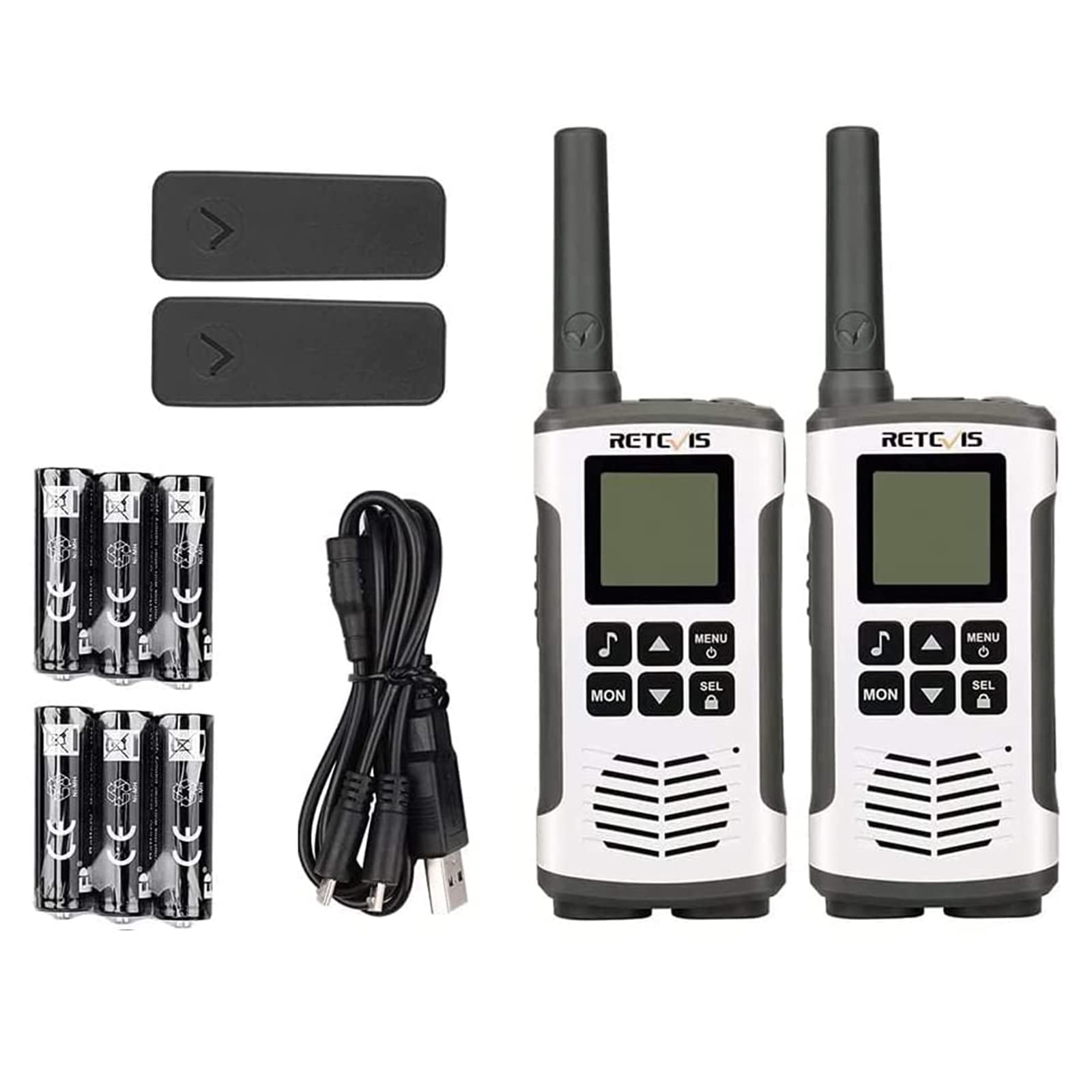 Retevis RT45 Talkie Walkie, PMR446 Talkie Walkie Professionnel, USB, Rechargeable, 16 Canaux, VOX, Lampe de Poche LED, Portable Longue Portée Toki Walki pour Adultes, Famille (1 Paire)