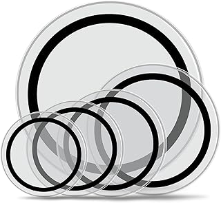5 Pieces Professional Drum Heads Set Practice Pad PET Drum Skin Drumheads Pack for Beginners, Drum Players, 22" w/Foam Damping Rings for Sound (22", 16", 14", 13", 12"), Black & Clear