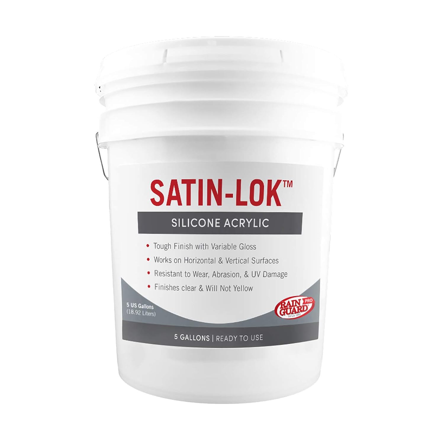 Rain Guard Water Sealers CR-1405 Satin-Lok High Gloss Acrylic Professional Sealer, 5 Gallon – Non-Toxic Sealer
