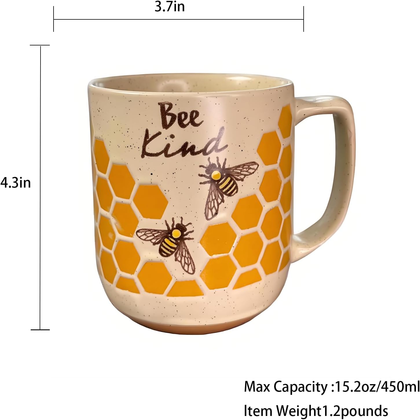 15oz Flowers Bee Mug, Cute Ceramic Coffee and Tea Mug, Dishwasher Microwave Safe, Novelty Tea Cup for Plant Lover, Coffee Mugs Gift for Women and Men