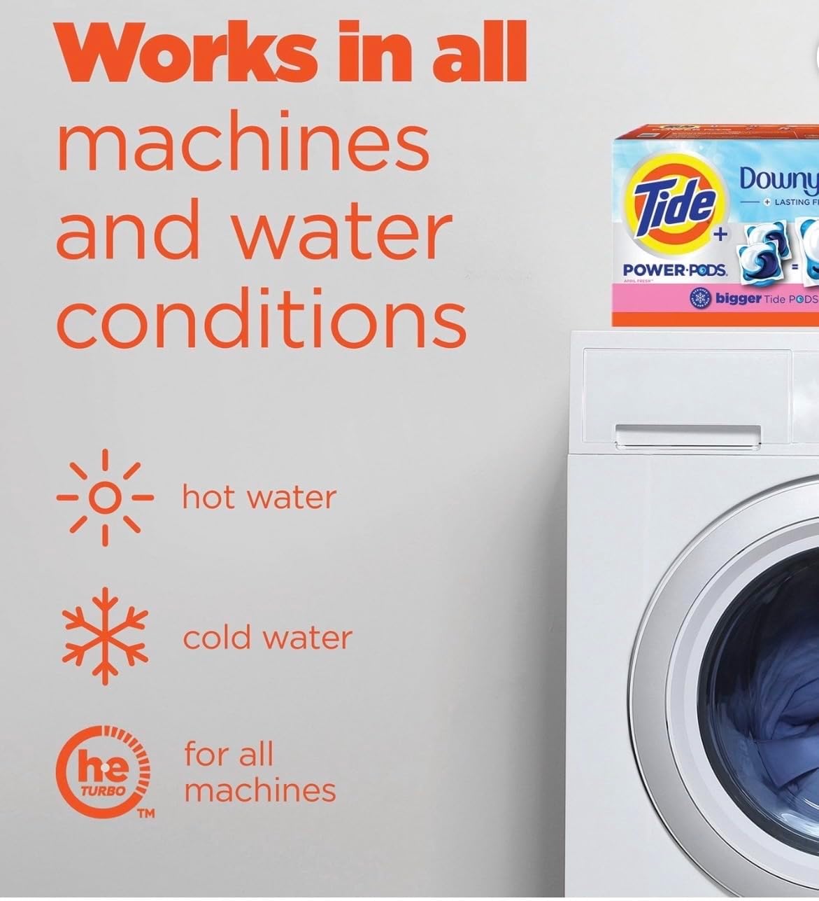 Tides Power PODs Laundry Detergent Pacs with Downy Soft Boosters, April Fresh, 72 Count