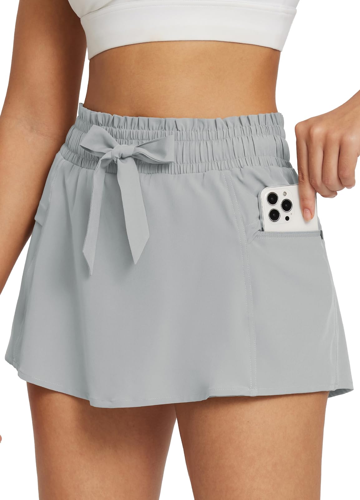 BALEAF Jupe-short de randonnée cargo pour femme - Taille haute - Short de tennis, course à pied et marche avec poches zippées - Séchage rapide