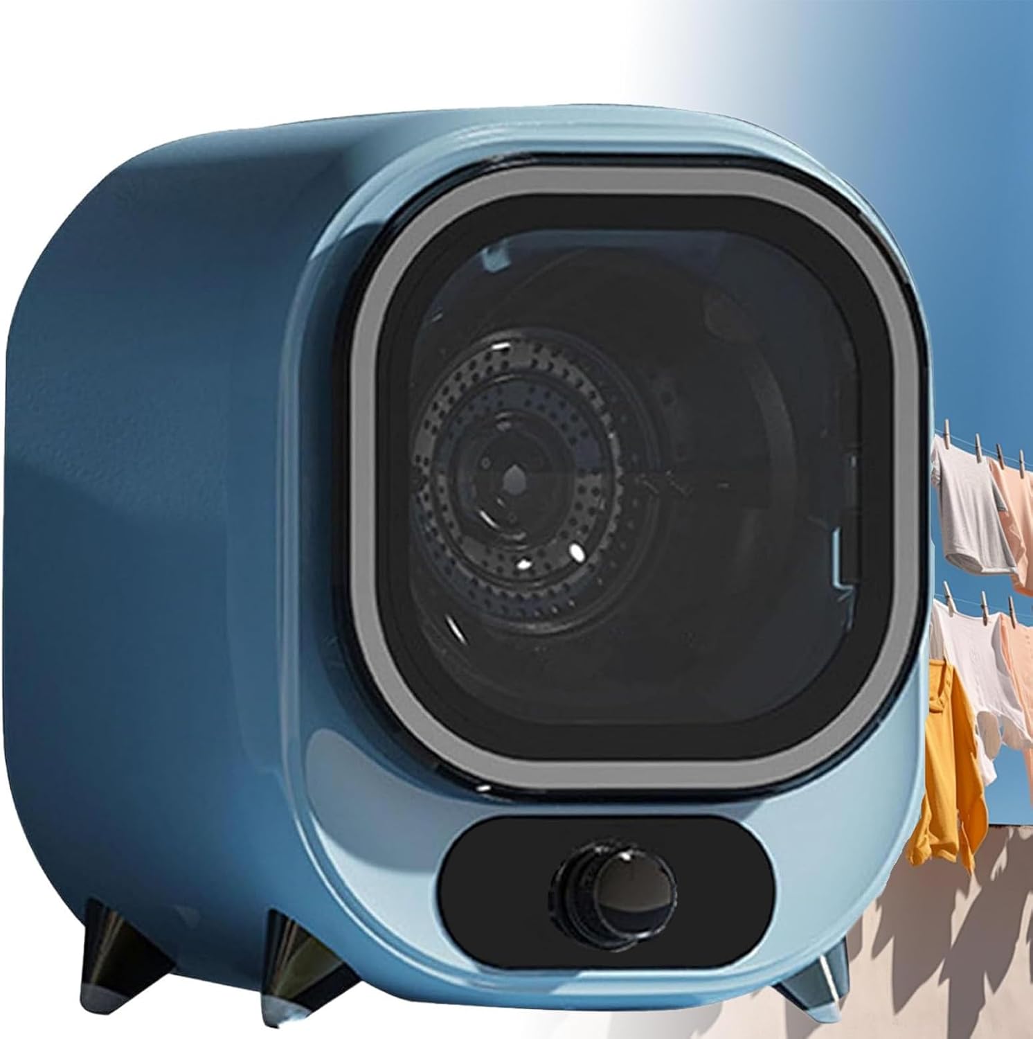 Condenser Tumble Dryer, Capacity Compact Portable Tumble Dryer, Small Condenser Dryer, Spin Dryer, with 0.8kg Load Capacity, for Home, Apartments and Rvs Blue