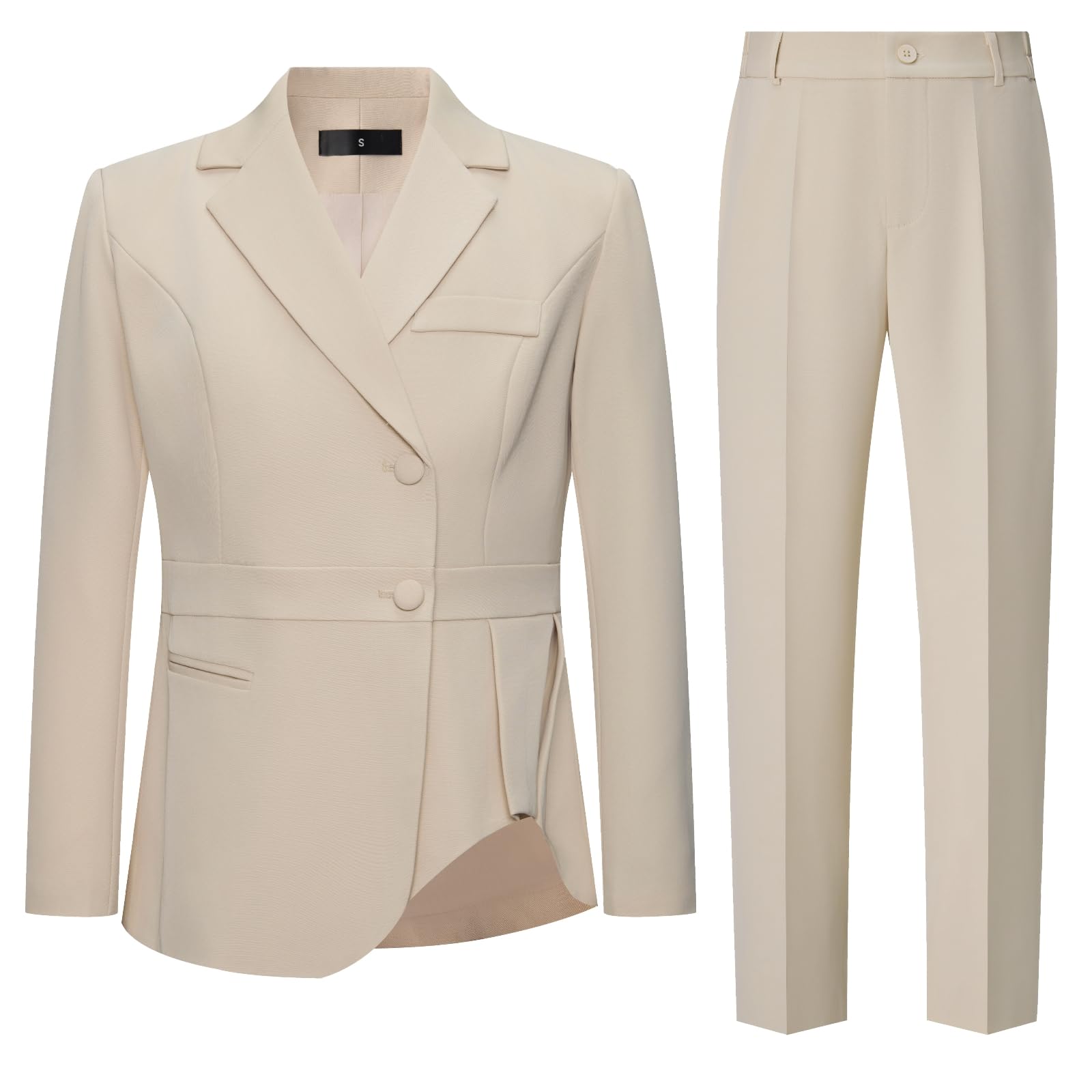Pant Suit for Women Dressy 2 Piece Business Suit Formal Set for Women Peplum Ruffle Hem Blazer Jacket