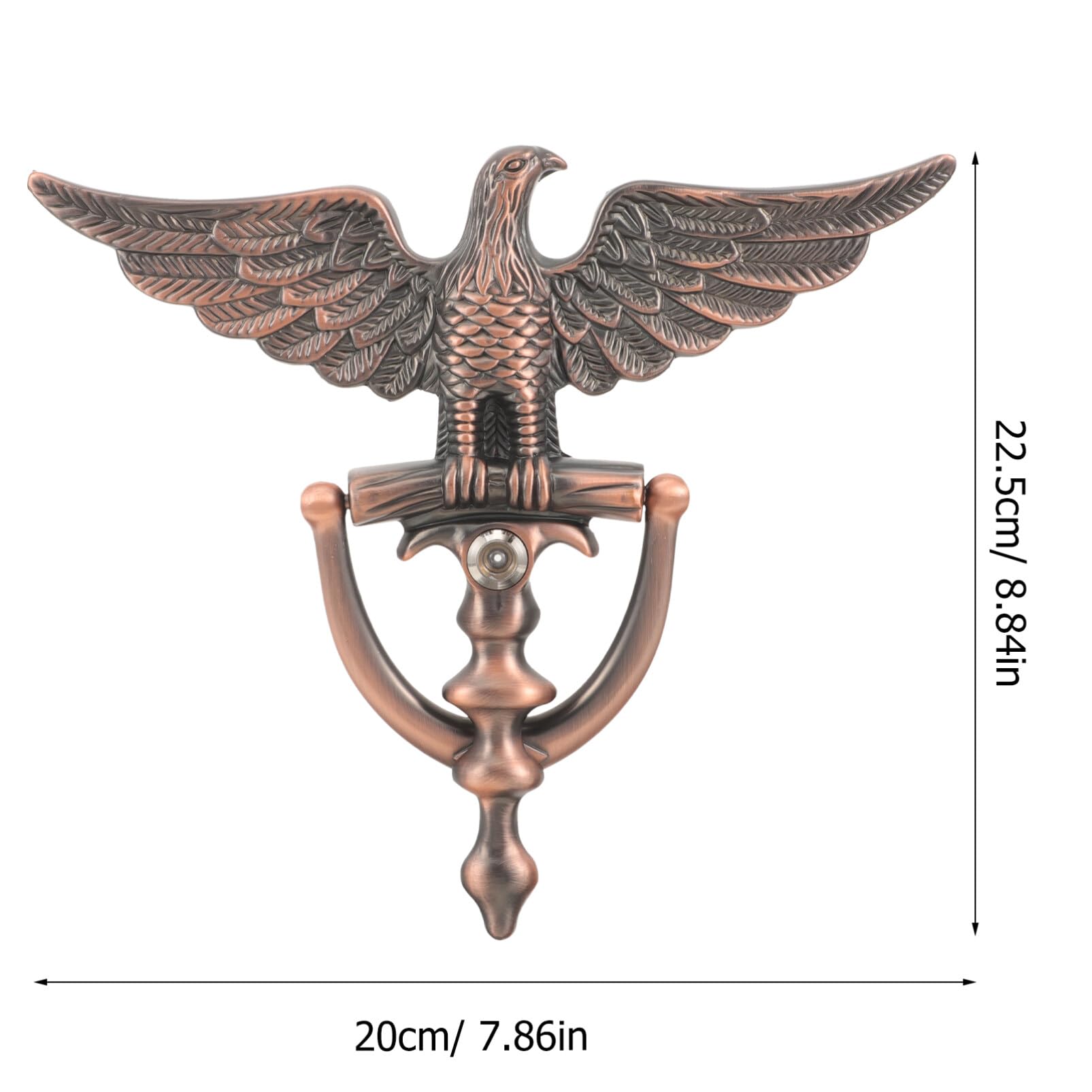 Uonlytech Eagle Head Door Knocker with Peephole Zinc Alloy Front