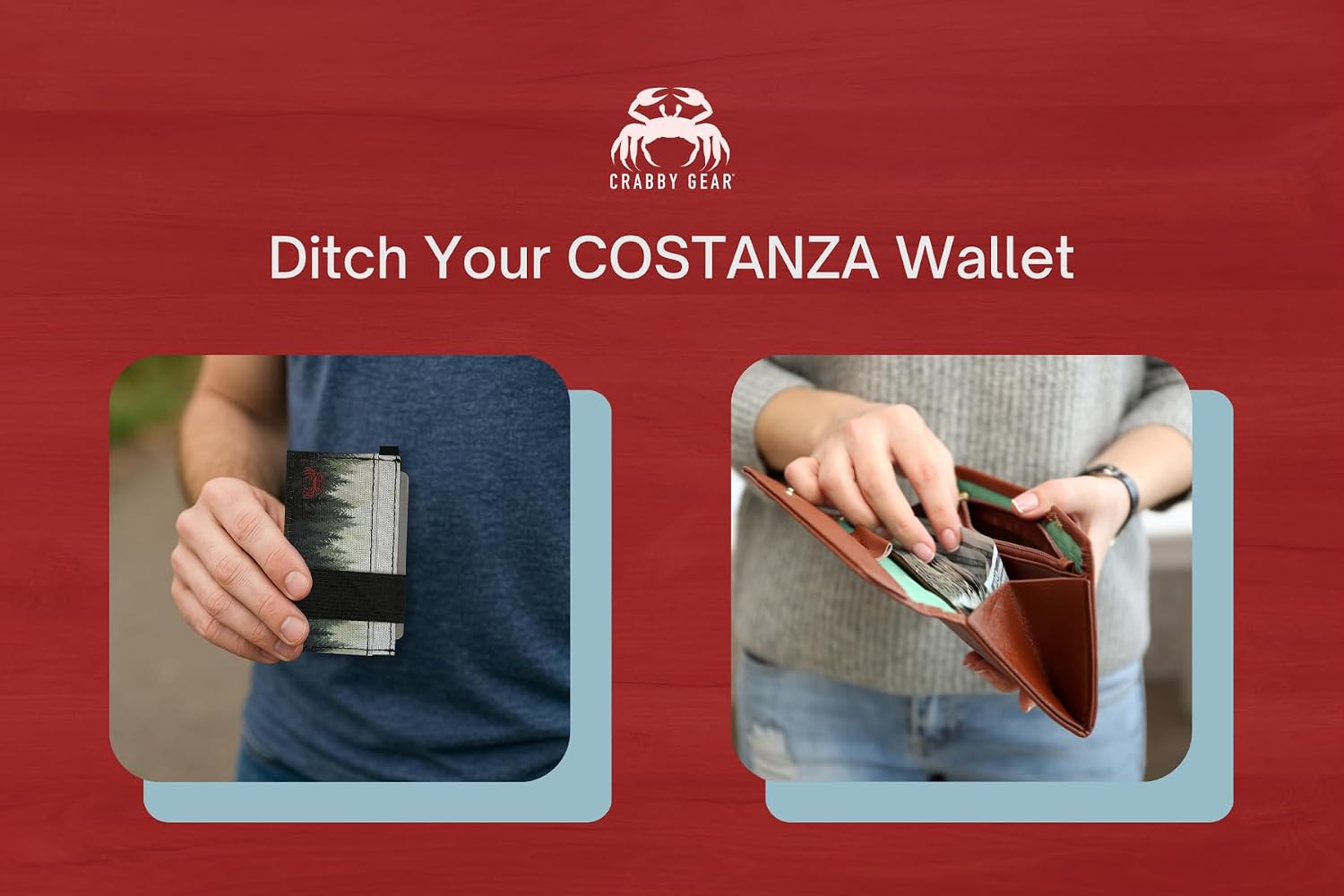 Thin Minimalist Wallet - Adventure Series - Carry Cards, Cash, Phone, Keys - Securely Holds for Easy Access - Ultra Thin Front Pocket Wallet 4" x 2" (Mountain)