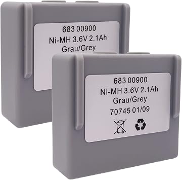 2-Pack 68300900 Rechargeable Battery 3.6V 2.1Ah Ni-MH Grau/Grey Battery for HETRONIC Remote Control 683 00900 Battery, 2100mAh