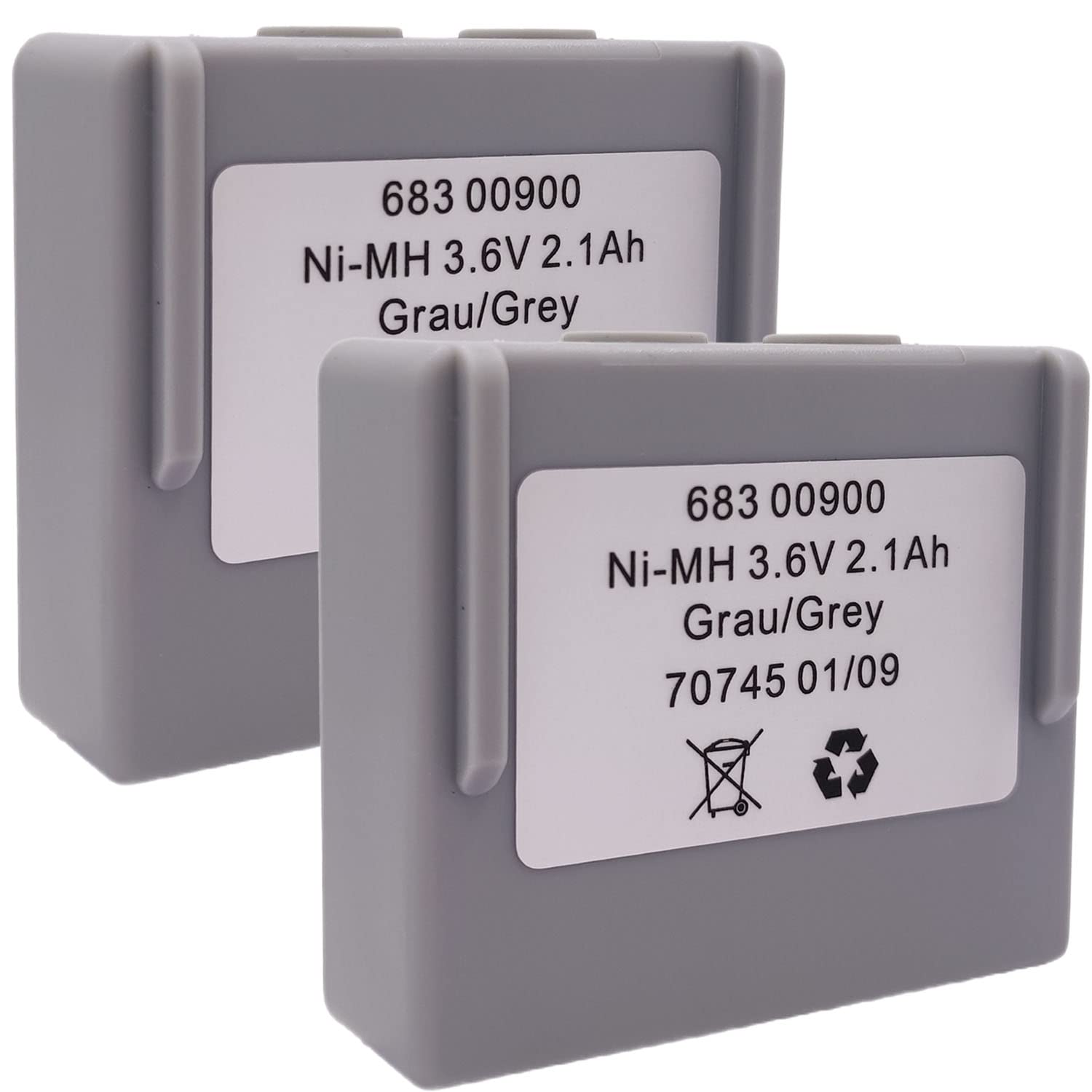 LITKEQ 2-Pack 68300900 Rechargeable Battery 3.6V 2.1Ah Ni-MH Grau/Grey Battery for HETRONIC Remote Control 683 00900 Battery, 2100mAh