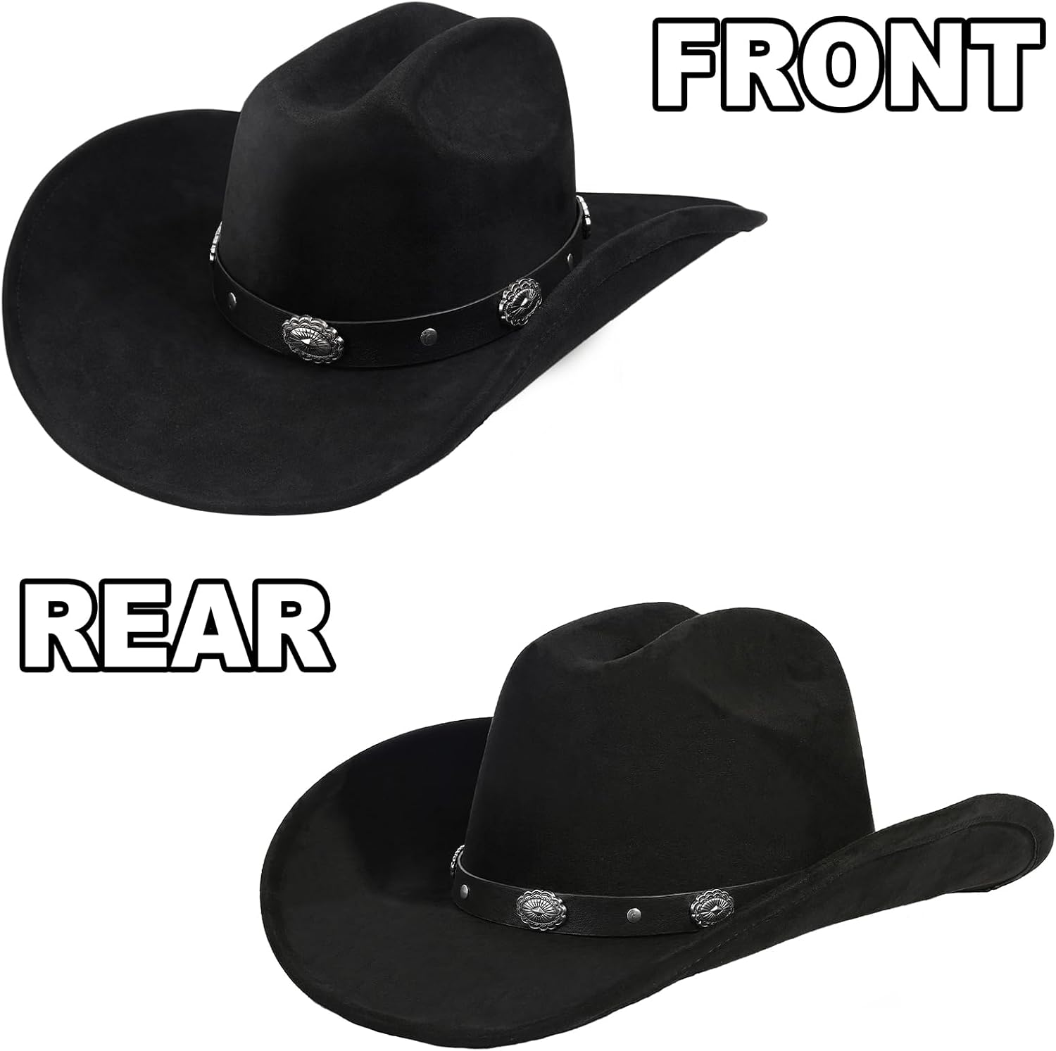 Western Cowboy Hat for Men Women,Shapeable Wide Brim Felt Fedora Classic Cowgirl Hats for Cowboys and Cowgirls,with bolo tie