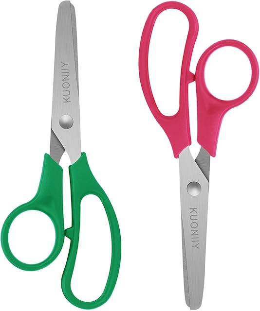 KUONIIY Kids Scissors Childrens Scissors 5" Blunt,Assorted Color ,2 Packs