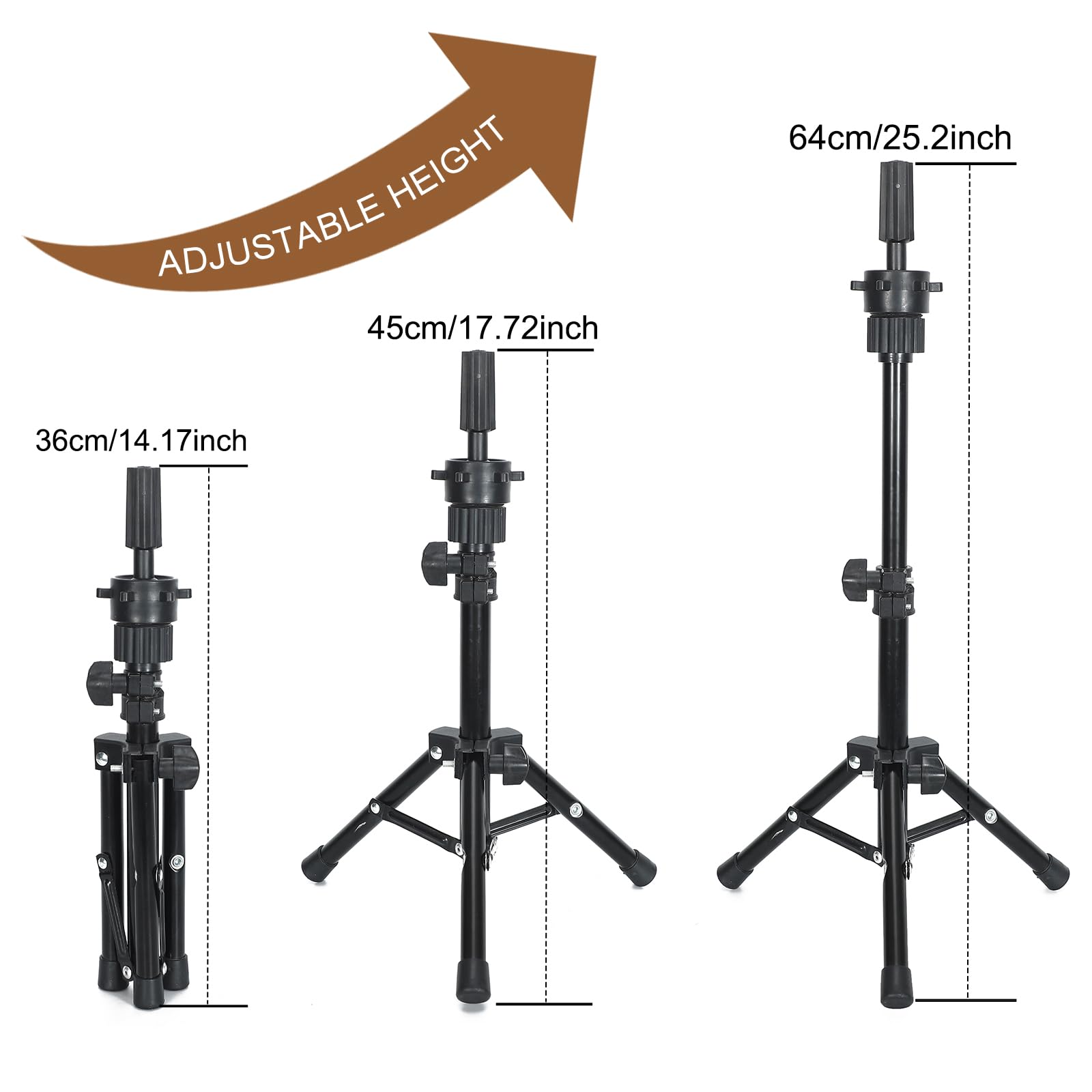Condition photo showing New/Like New for similar product ailsa 25" wig stand tripod adjustable mannequin head stand metal mini wig head stand for training mannequin heads and canvas block head (black)