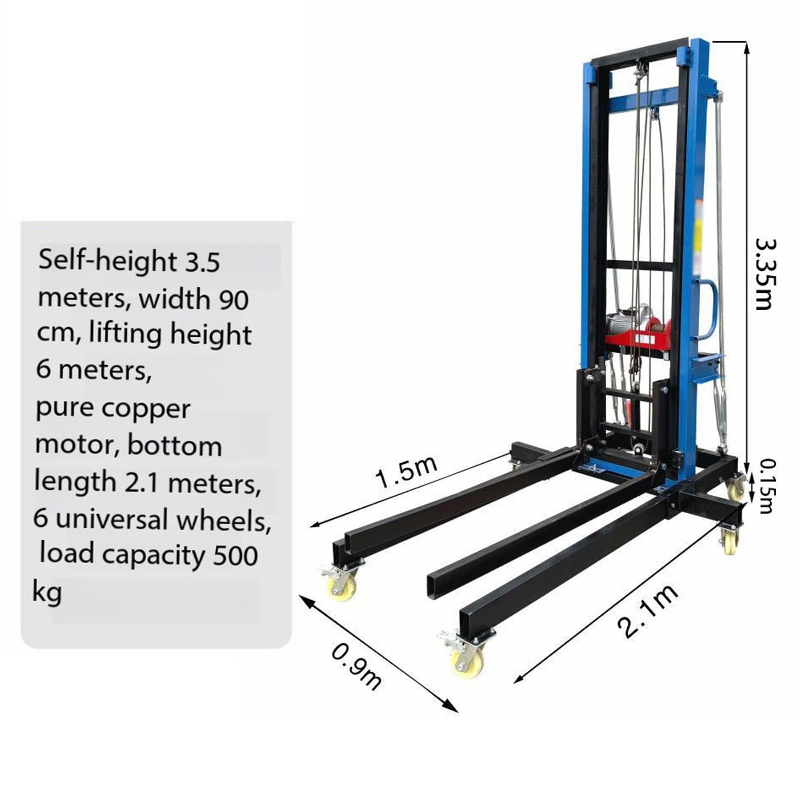 Piattaforma elevatrice Sollevatore di materiali su ruote, sollevatore a pannelli portatile Lifting Platform